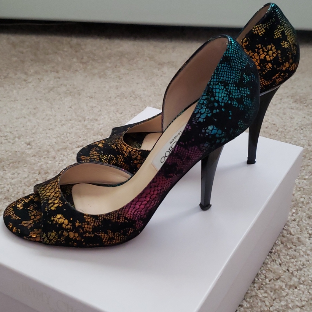 Jimmy Choo Rare Rainbow Suede Heels Sz 6/36